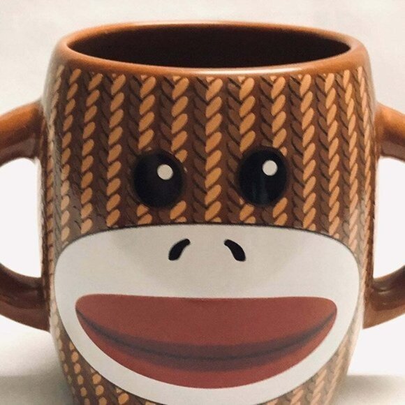 Sock Monkey Coffee Mug Cup Galerie Happy Monkey - Picture 2 of 6